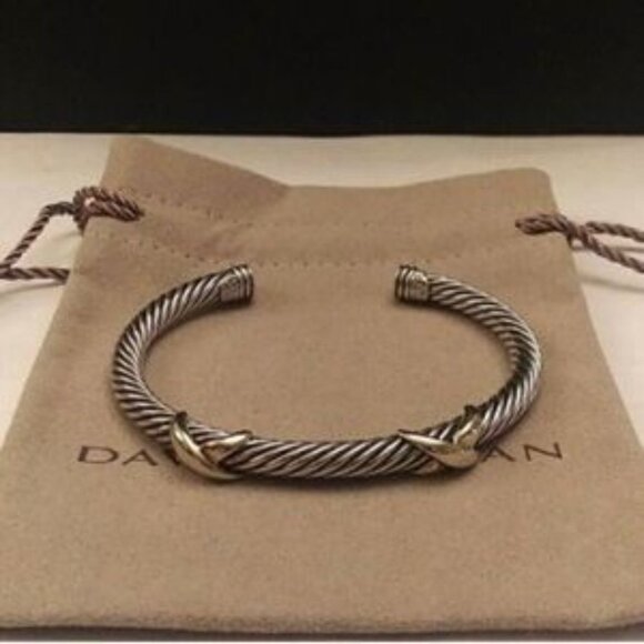 David Yurman Double X Bracelet w Gold. 5mm - Picture 2 of 4